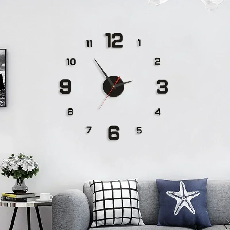 Wall clock 3D Luminous Wall Clock Frameless Acrylic DIY Digital Clock Wall Stickers Mute for Living Room Bedroom Office Decor