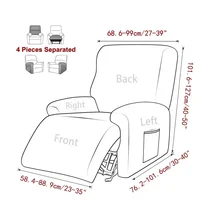 4pcs Split Stretch Recliner Sofa Cover Velvet  Recliner Chair Covers Elastic Non Slip All-inclusive Sofa Slipcovers Living Room 2