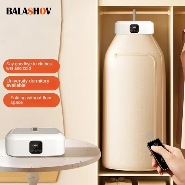 Foldable Mini Electric Clothes Dryer with Remote Control Intelligent Timer Fast Drying Cabinet and Portable Travel Drying Bag 1