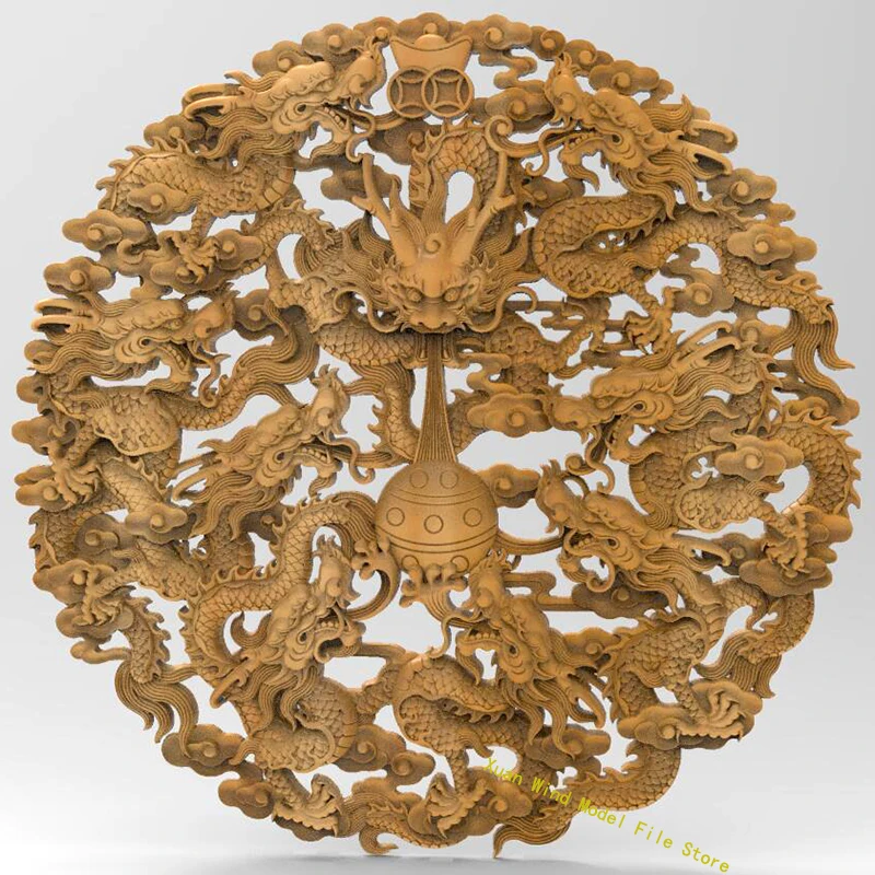High Quality 4PCS Dragon Relief Circular Dragons STL Model for CNC Router 3D Printer Artcam Aspire Bas Relief