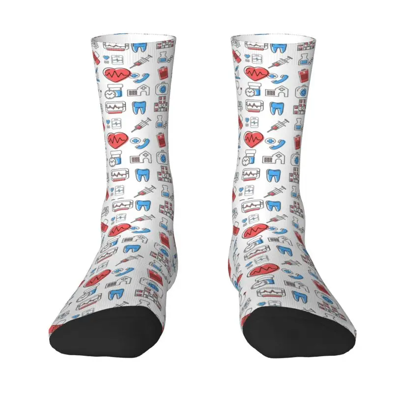 

Nursing Supplies Pattern Mens Crew Socks Unisex Funny Funny Nurse Pattern Spring Summer Autumn Winter Dress Socks