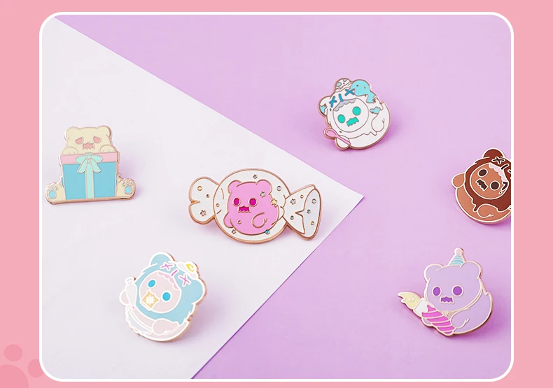 Ghost Bear Birthday Series Badge Blind Box Kawaii Ornaments Girl Birthday Gifts Desk Collection Toys Cute Model Mistery Box