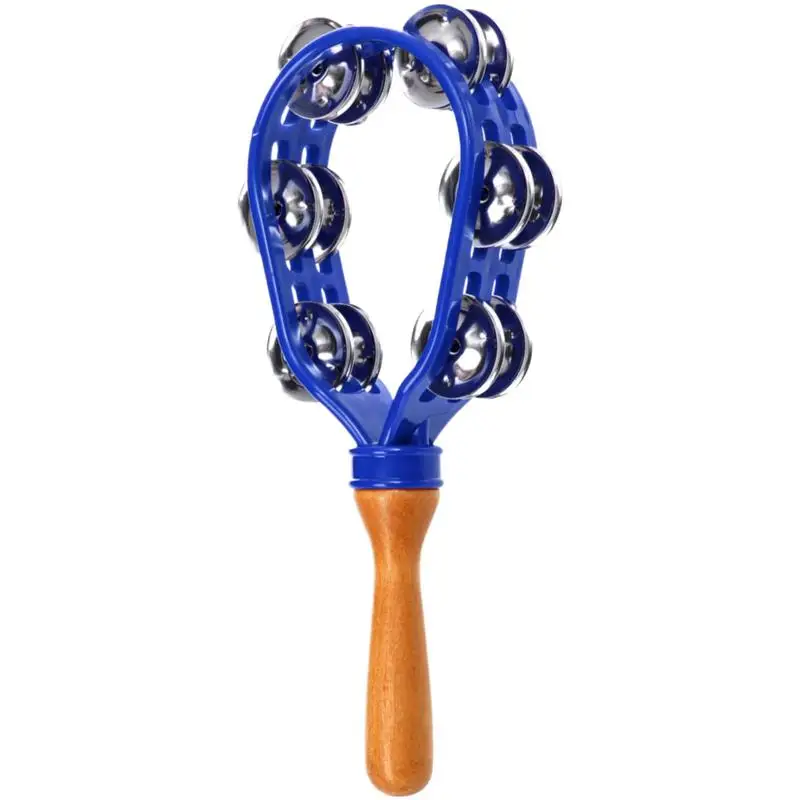 Tambourine Hand Held Drum Wooden Handle Safe Handheld Tambourine Rustproof Waterproof Percussion Instrument Eco-Friendly Design