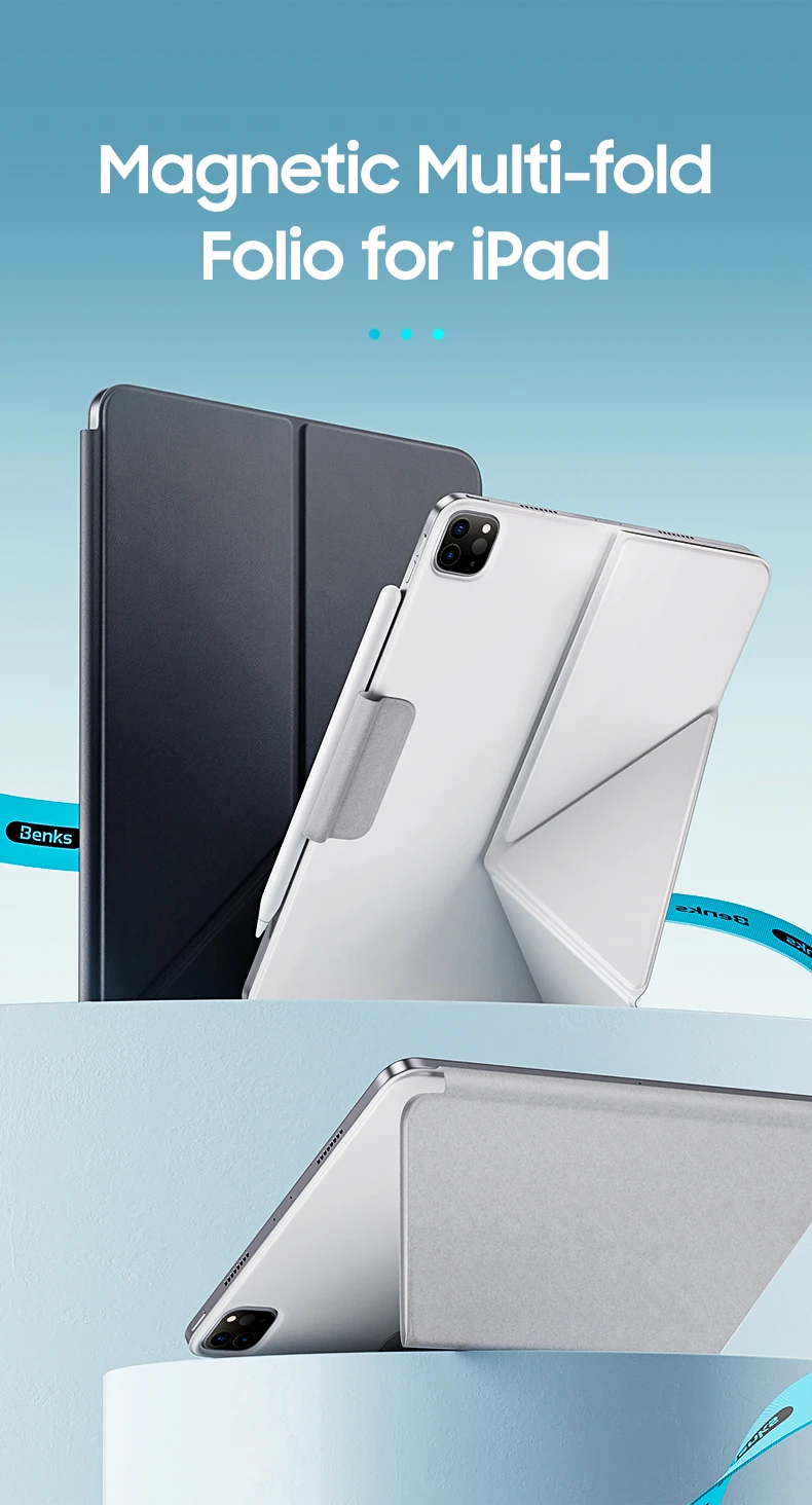 Benks-capa Protetora Urbana para Ipad Pro Capa em pu com Suspensão e Acionamento Automáticos Multidobrável Magnética Ultra Fina 11 2023 2023 2023 12.9 2023 - Imagem 6