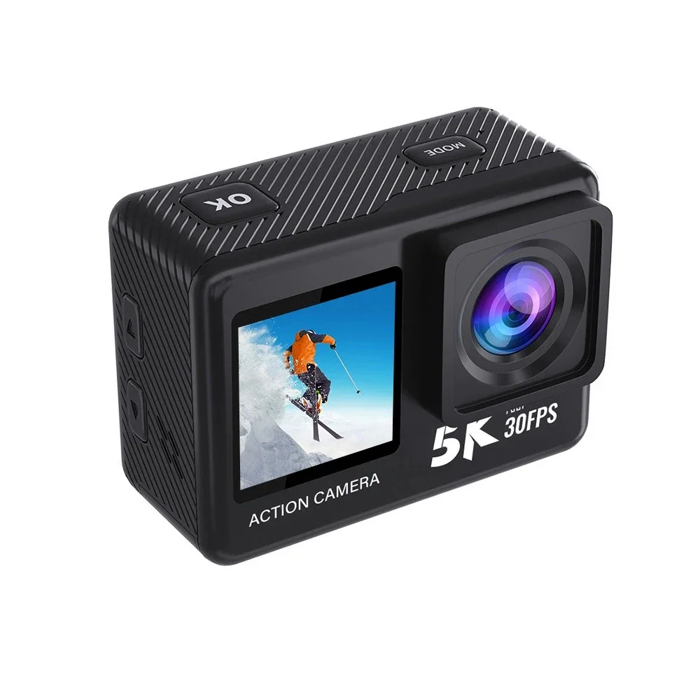 NCZOBOE 5K 30FPS 액션 카메라 48MP 2인치 터치 듀얼 스크린 Wi-Fi EIS 170 ° DVR 웹캠 무선 마이크 30M 방수 스포츠 카메라