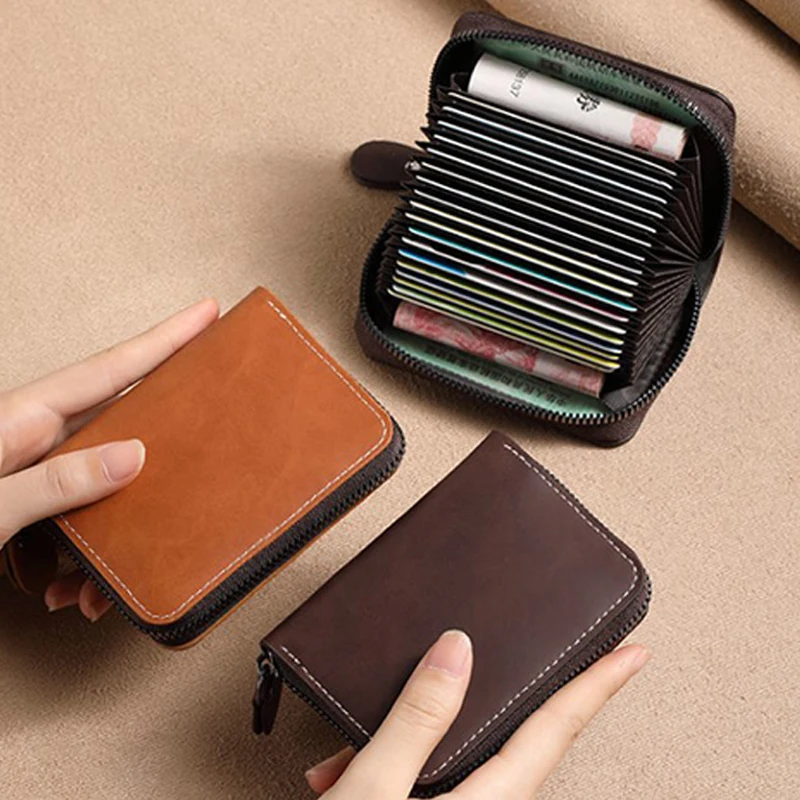 

1PCS Multi Slot Card Holder Vintage Small Wallet Women Men Business ID Cards Bank Credit Card Bag Male Coin Pouch Zipper Wallet