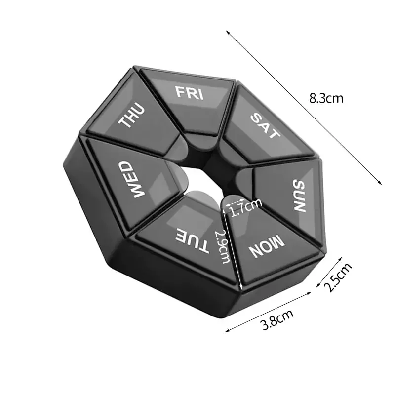 Pill storage box 2Pcs 7 days mini travel portable medicines dispenser multi-function plastic seven compartment sealer
