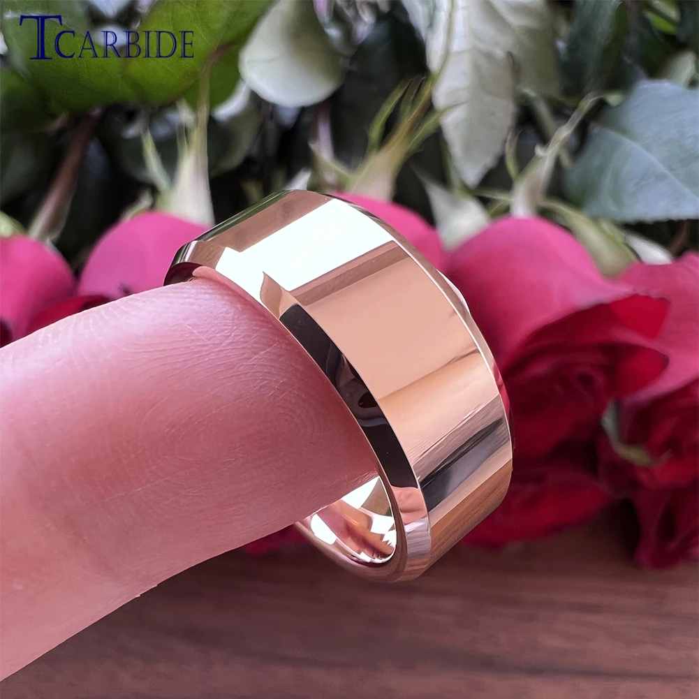 6MM 8MM Men Women Hot Ring Tungsten Wedding Band Beveled Polished Trendy Gift Jewelry For Ladies Gentleman
