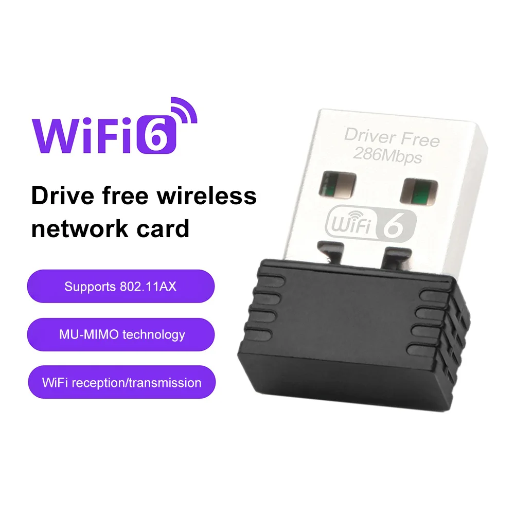 WIFI6 USB WIFI Network Card Free Drive 2.4GHz USB Dongle Wi-Fi Adapter 802.11b/g/n/ax for PC/Laptop/Desktop