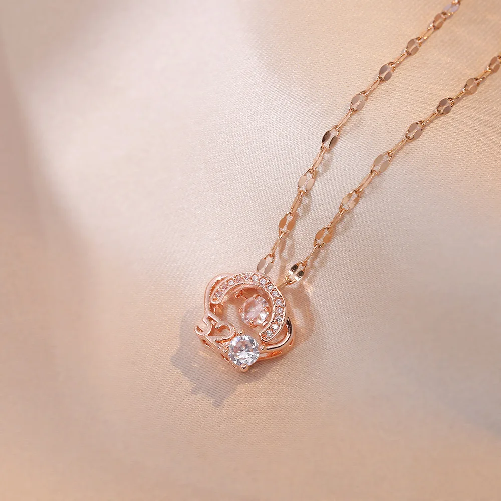 Fashion light luxury 520 I love you titanium steel necklace for women, pendant