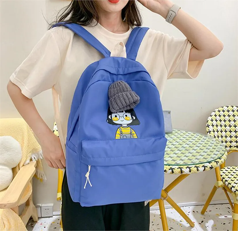 Fashion Shoulder Strap School Bag Student School Bag Children's Girl Sweet And Cute Lightweight solid Color Casual Backpack
