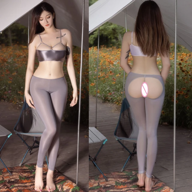 Womens Leggings Sexy Women Ice Silk Smooth Transparent Pencil Pants Candy  Color See Through Elastic Skinny Lossy Low Waist Plus Size From Makechic,  $42.98