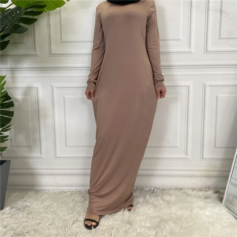 White Under Abaya Dress Modal Cotton Plain Long Sleeve Muslim Inner Dresses Islamic Clothing Turkey Abayas for Women Dubai Robe