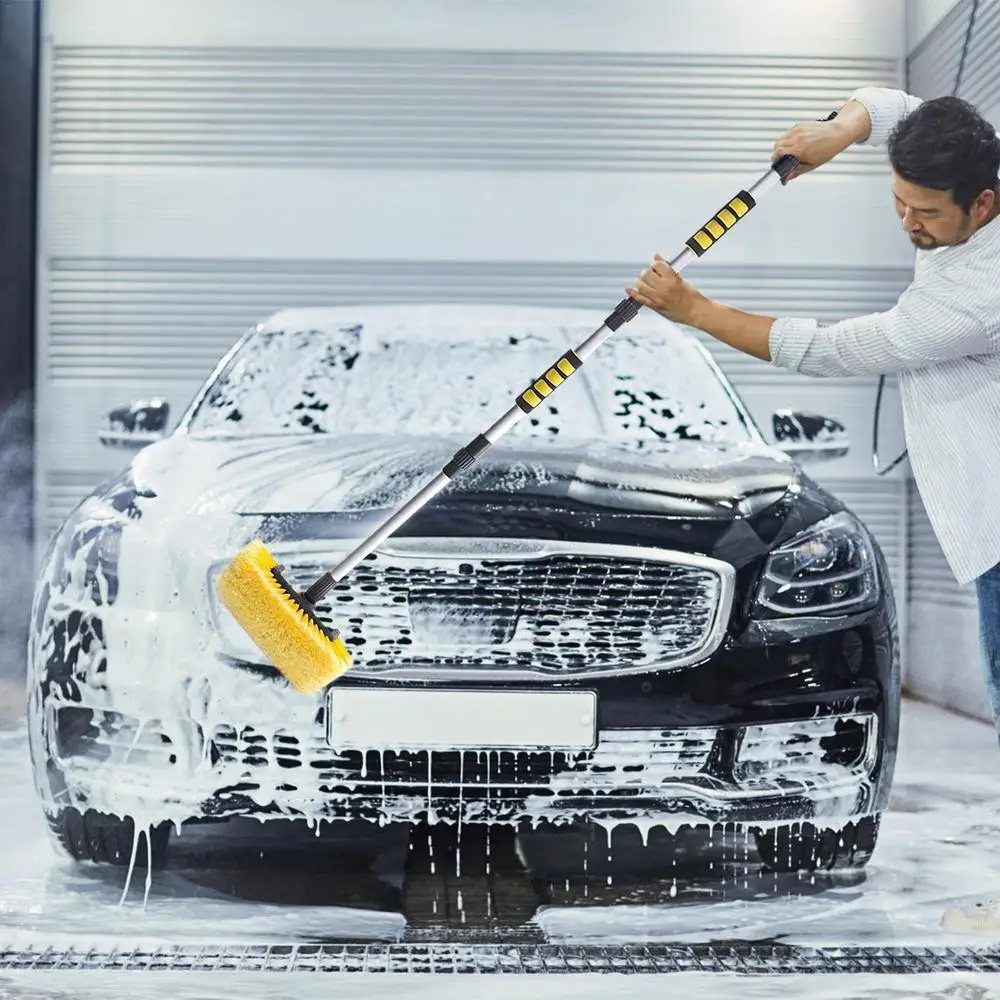 Detachable Car Wash Brush 160CM Soft Bristle Auto Cleaning Brush Long Handle Detailing Broom Adjust Water Flow Auto Cleaning Mop