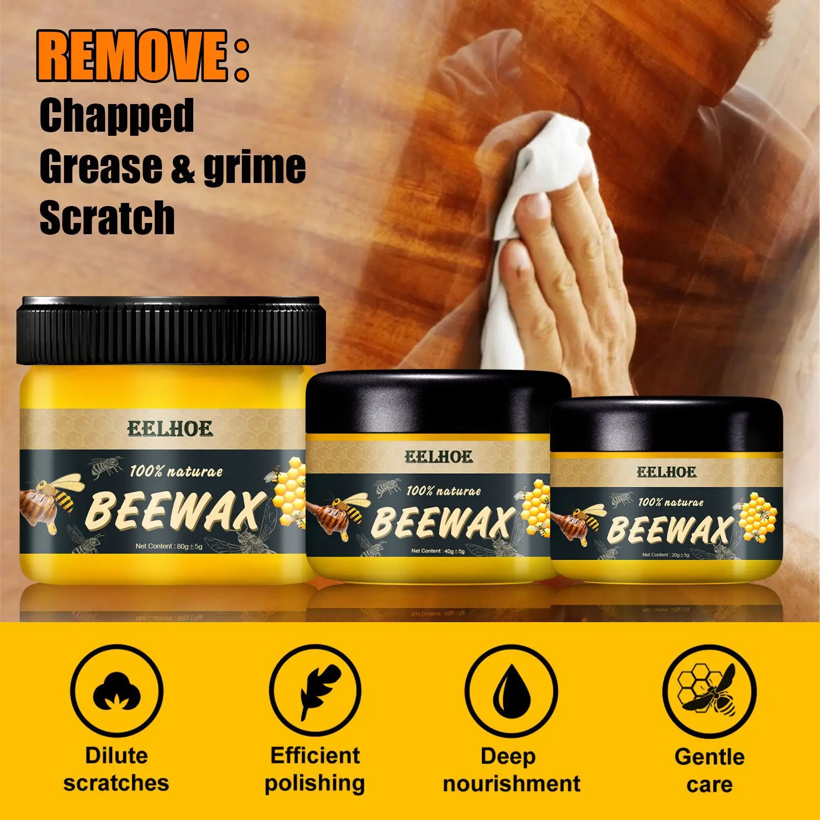 Wood Care Wax 20/40/80g Solid Wood Furniture Polishing