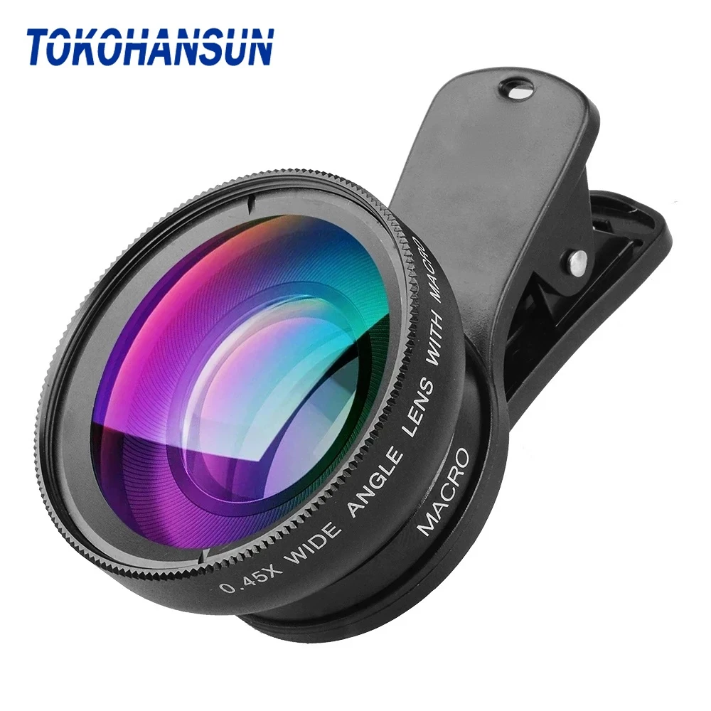 Tokohansun Kit Lenti Per Telefono 0.45X Super Grandangolo E 12.5X Super Macro Lens Hd Camera Lentes Per Iphone 6S 7 Xiaomi Tutto Il Cellulare
