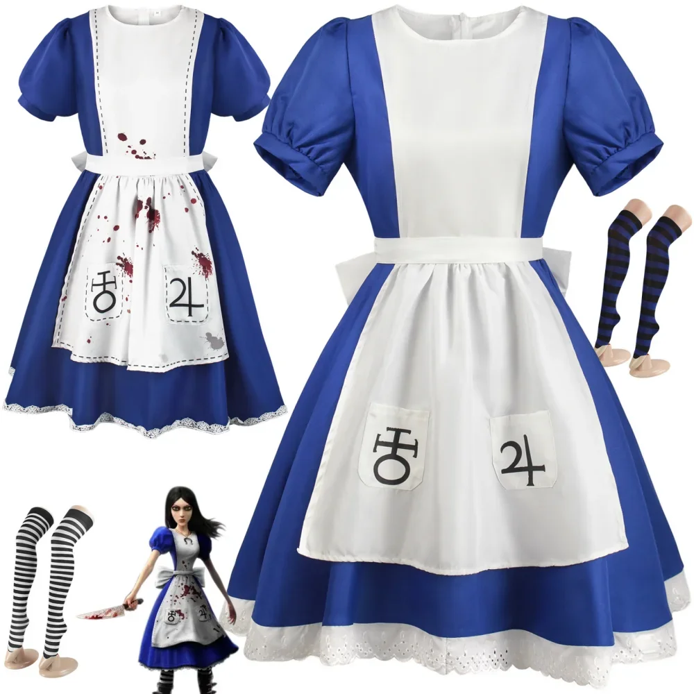 

Game Alice Madness Returns Cosplay Costume Alice Maid Princess Dress Uniform Adult Women Halloween Carnival Party Clothes