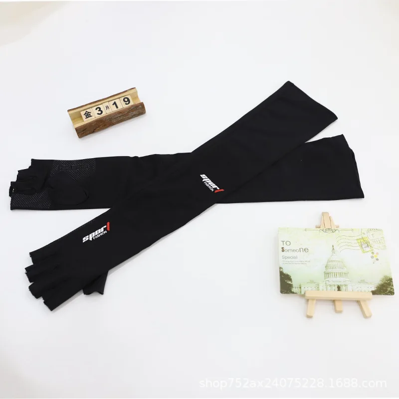 Sun Protection Sleeves Ice Silk Sleeves Women Summer Sun Protection Men Fishing Cycling Breathable Two-Finger Non-Slip Gloves Arm Warmer Driving Sleeve