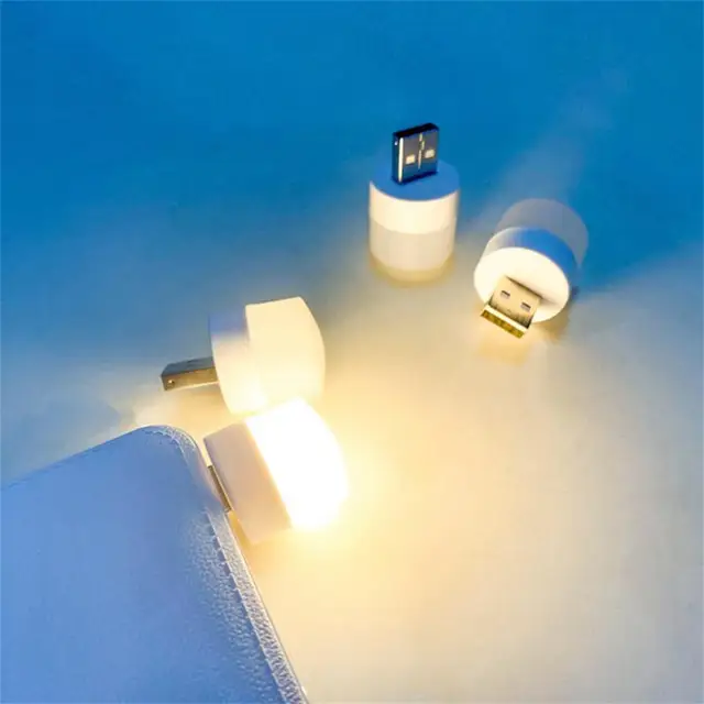 Mini USB Lamp LED Night Light USB Plug Lamp Power Bank Charging Book Lights Small Round Reading Eye Protection Lamps 4