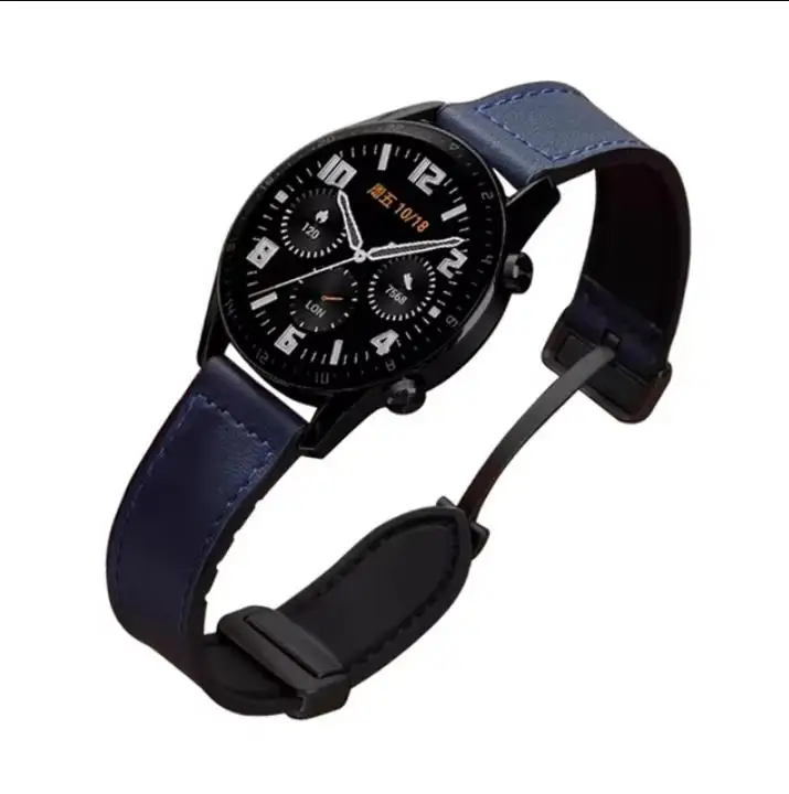 Leather and Silicone Hybrid Watch Strap - 20mm/22mm Adjustable Wristband Bracelet