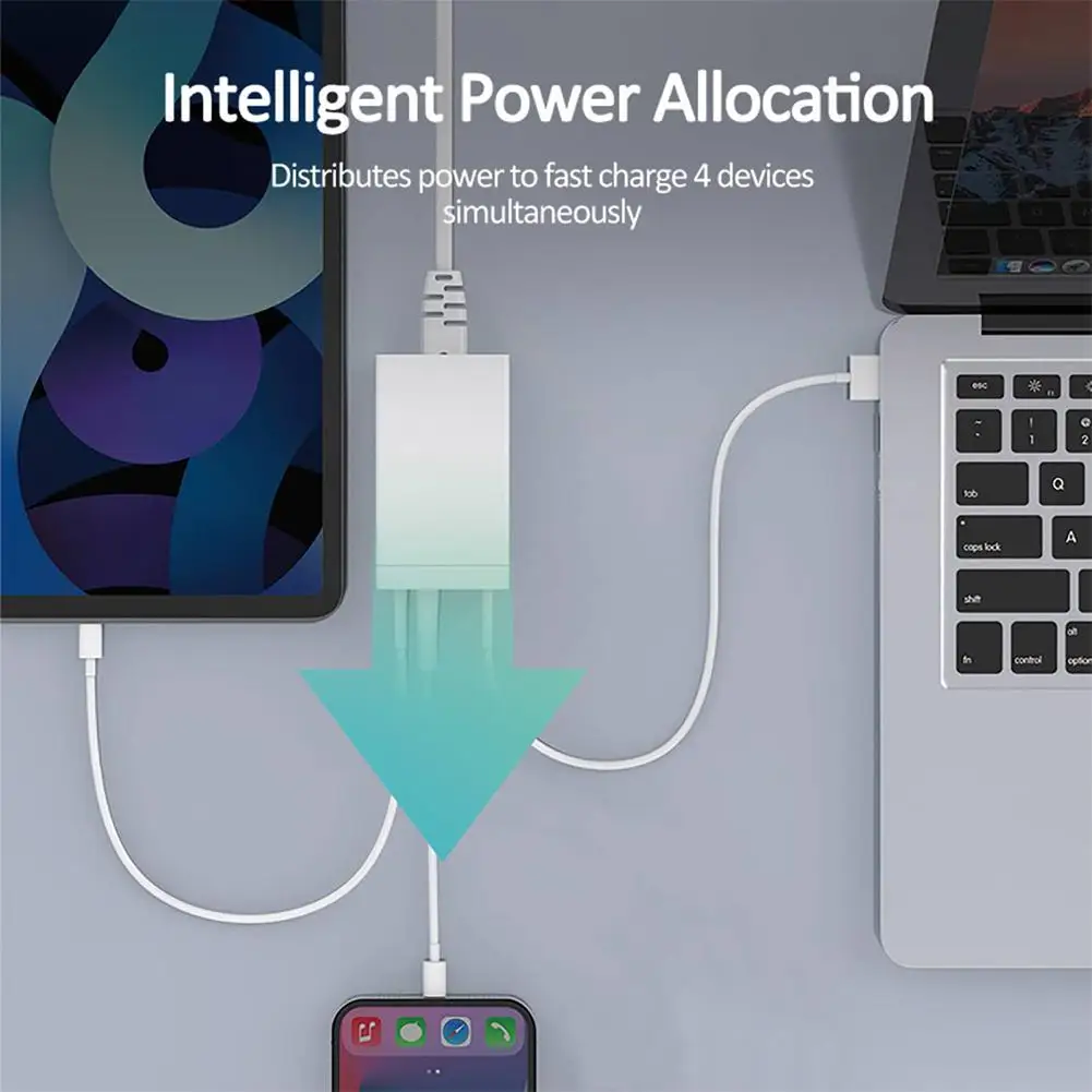 65W GaN  4-in-1   Usb 2c + 2a Pd  Usb  (Ʈ ) QC3.0    
