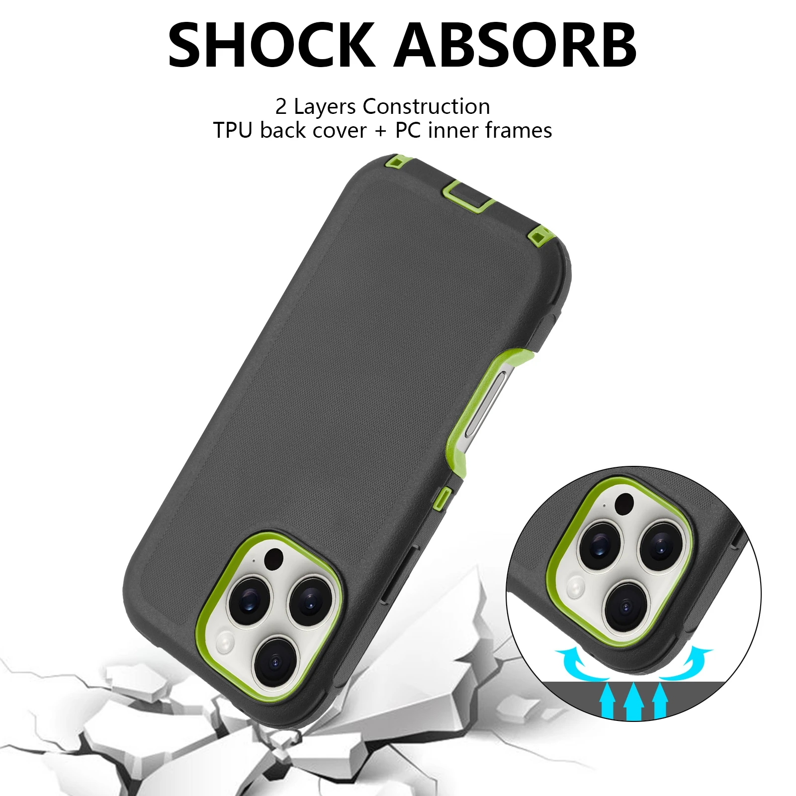 Armor Shockproof Defender Phone Case - Durable Hard PC+TPU Back Cover