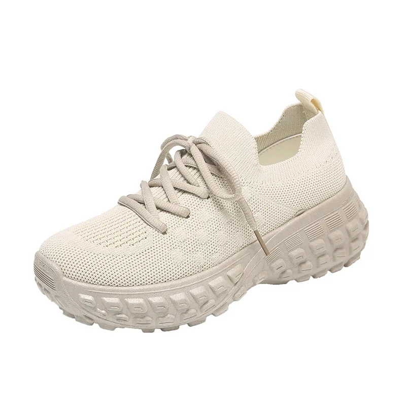 Fashion Low Top Elastic Socks Shoes Women Casual Sports Shoes Women Flat Bottomed Short Boots Knitted Breathable Platform Shoes