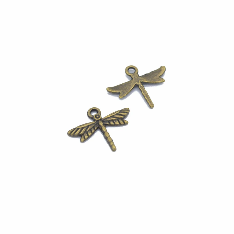 

50 pcs/lot 19*16 mm Retro Charms Antique bronze Plated Alloy dragonfly Pendant Jewelry Findings D217