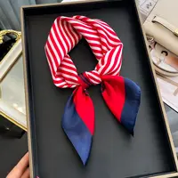 Luxury Silk Hair Square Scarf Women Satin Neck Tie Hand Wrist Foulard Summer Print Shawl Wraps Head Kerchief Hijab Bandana New 1