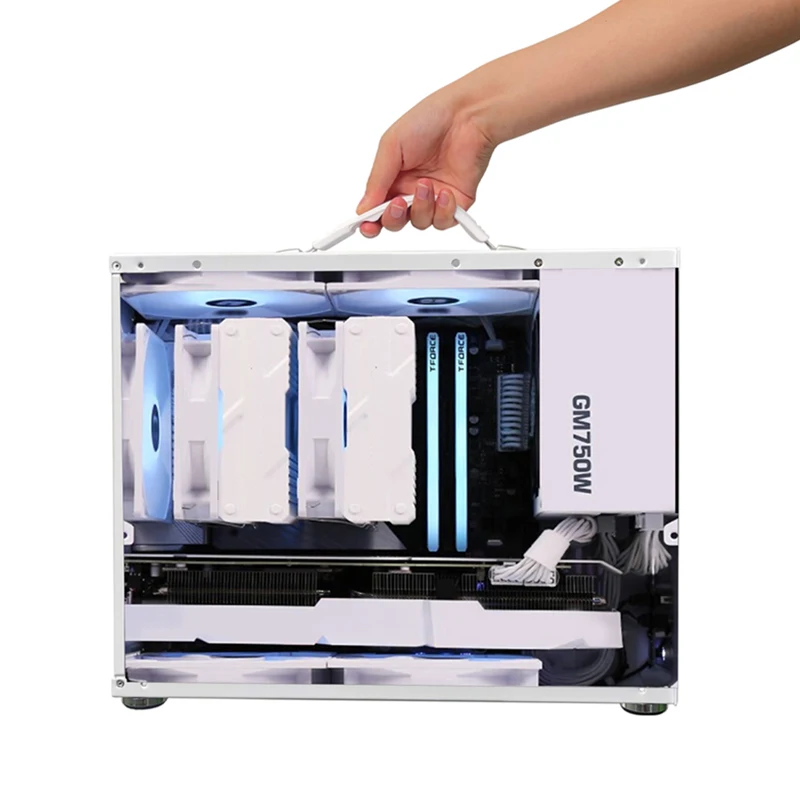 PC Case Power Train X100 Portable Handheld Mini-ITX MATX Motherboard USB3.0 Type-C Desktop Mini Game ATX Power Supply
