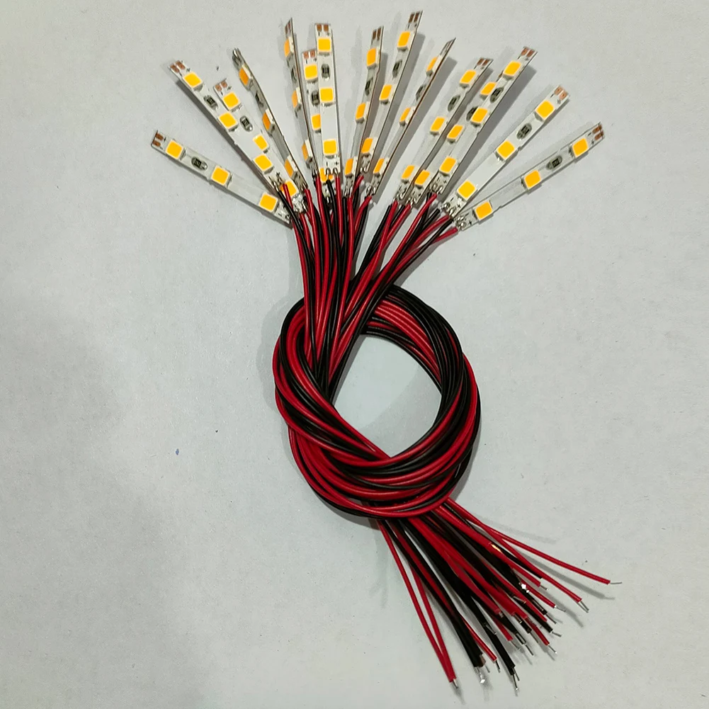 15pcs Pre Wired White Strip Led LED Light Self-Adhesive Flexible 12V ~ 18V 20 CM Model Railroad Track Side Accessories