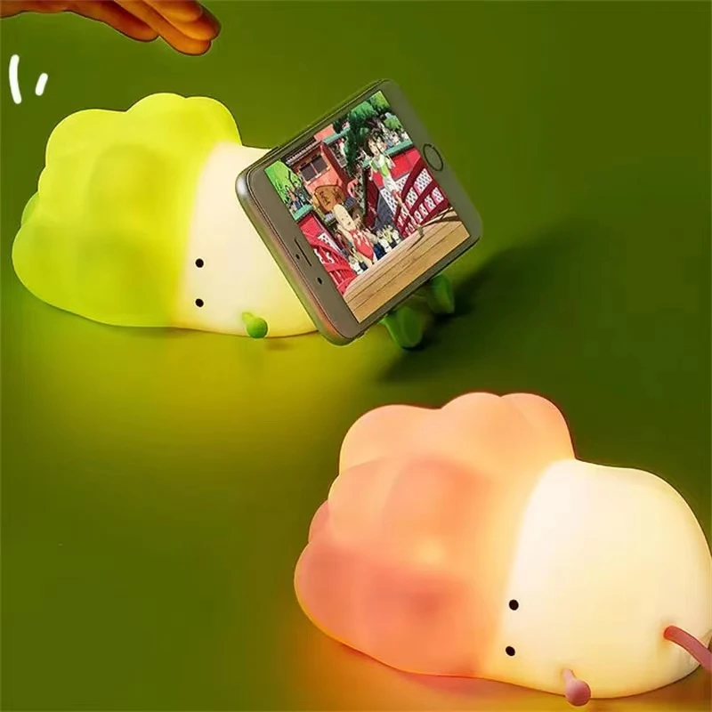 

Cabbage Silicone Night Light Cute Vegetable Atmosphere Lamp USB Chargeable Bedside Table Desk Eye Protection Light Christmas Gif