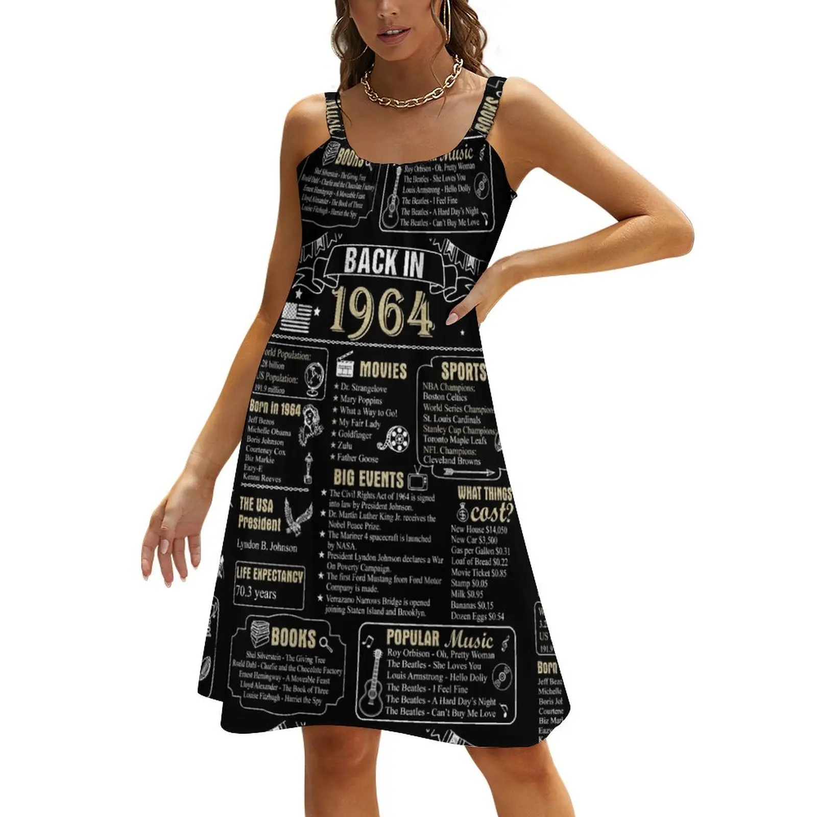 

Birthday Anniversary 1964 History Back in 1964 Beach Sling Skirt Elegant gown Women long dress Dress woman summer dresses