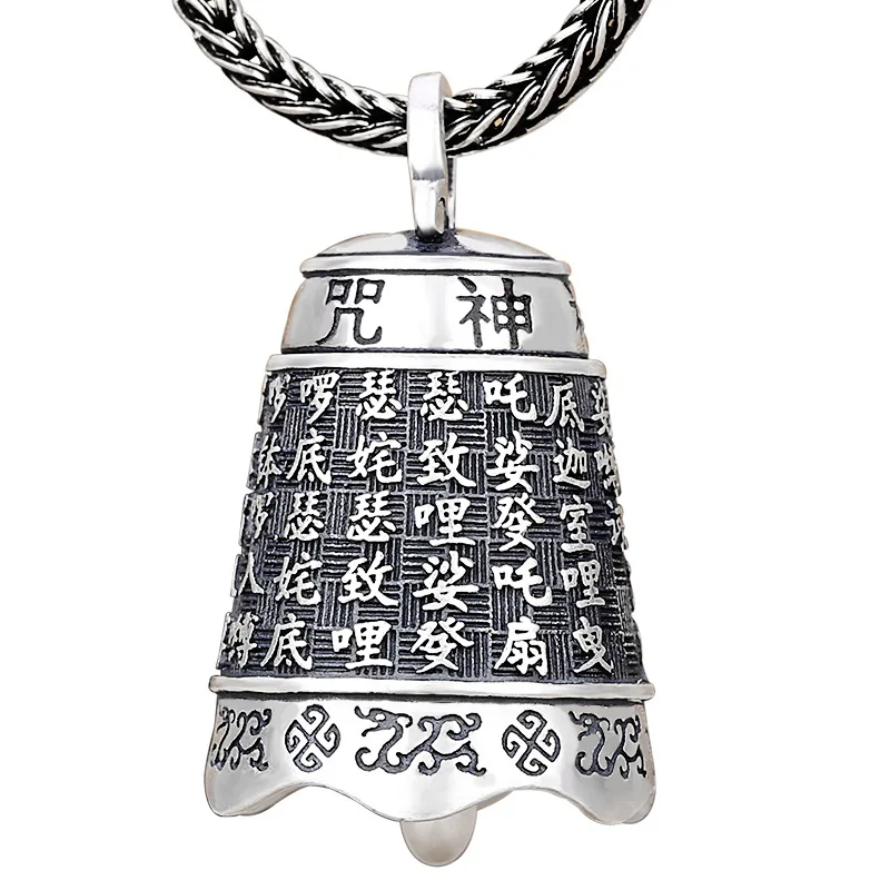 

Fashion Trend Retro Silver Plated Six Character Charm Pendant for Men and Women Personality Necklace Motorcycle Accessories