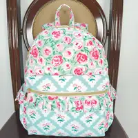 Wholesale Western Children Pink flowers light blue backpack Toddler Outdoor Portable Teen Girl Boy Kids Boutique School Bag 1