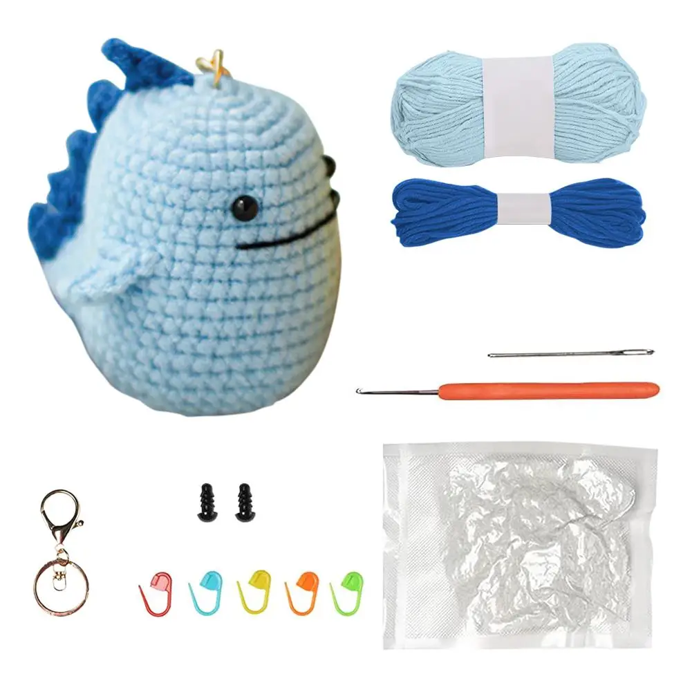 Handmade Doll Crochet Material Kit Cartoon Dinosaur With Crochet Hook Marker Buckle Wonderful Gifts For Lovers Beginners