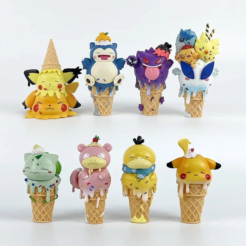 

Карманные экшн-фигурки монстров Пикачу Милая конусная серия мороженого Bulbasaur Psyduck Snorlax кулон Детские подарки игрушки