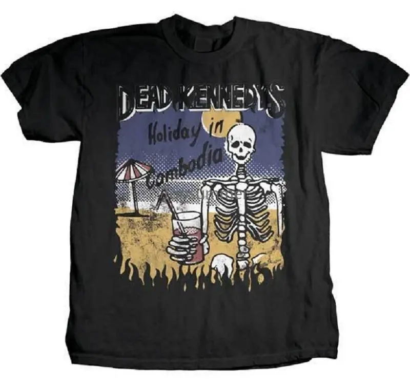 

Graphic Tees Crew Neck Men New Dead Kennedys Cambodian Skeleton Holiday In Cambodia Short Sleeve Gift Shirts