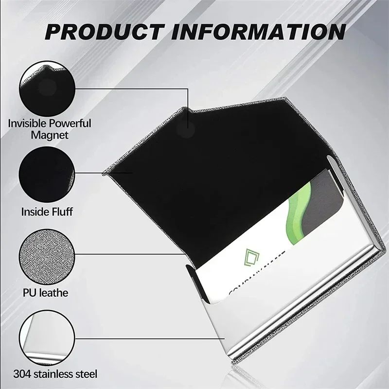 Premium Magnetic PU Leather Card Holder Wallet - Elegant Business and Fashion Accessory