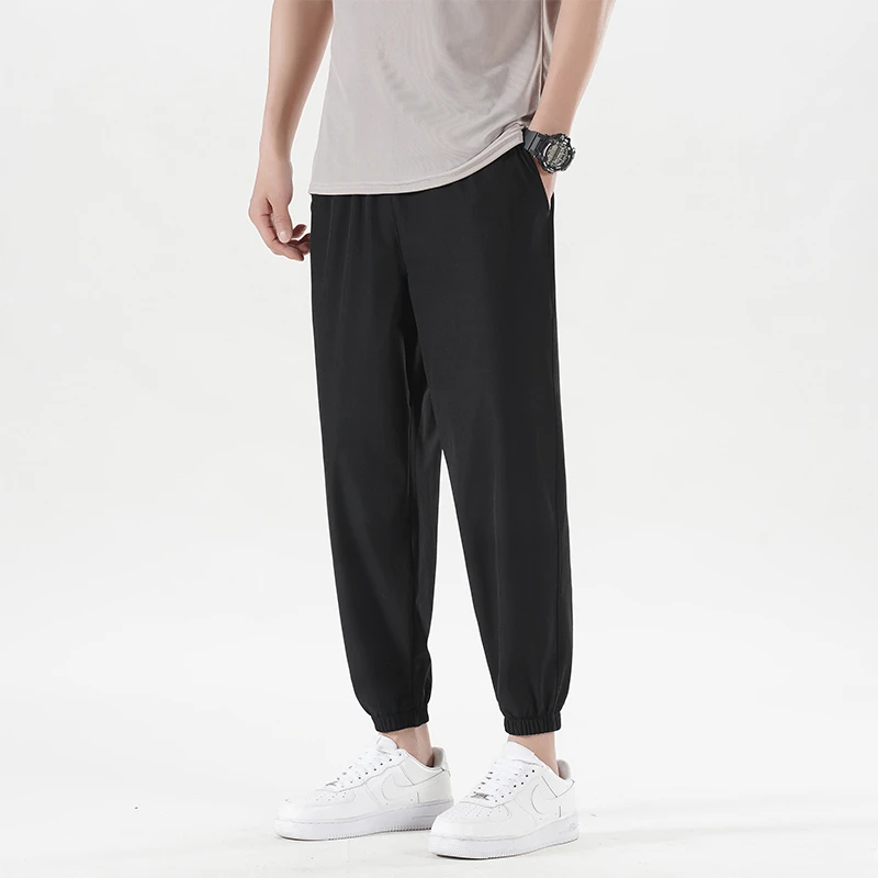 New Teenagers Summer 9-Point Harlan Pants Men'S Loose Thin Korean Small Foot Leisure Trend Fashion Ice Silk Quick Drying Trouser work casual pants