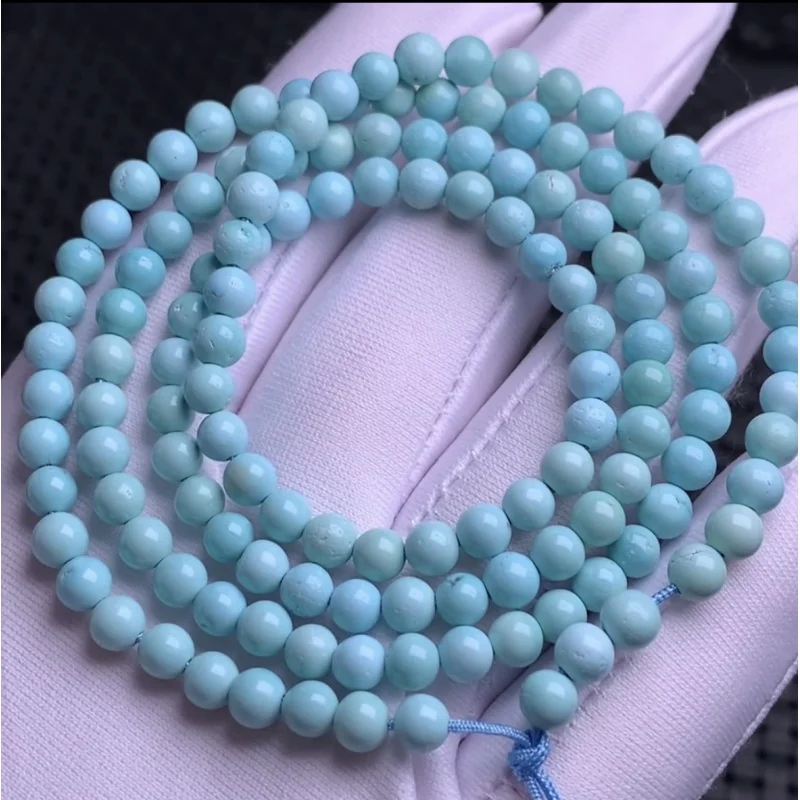 

Natural Raw Ore Turquoise round Beads Necklace Wholesale Multi-Circle Bracelet Can Be Wound Four Circles Refreshing Beautiful Hi