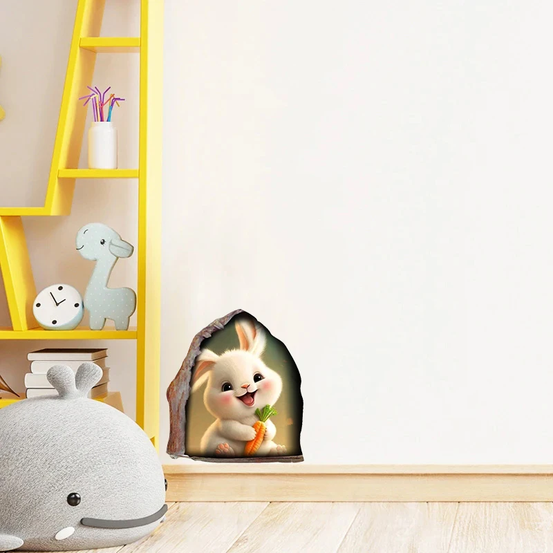 Mouse Hole Wall Stickers Waterproof Cartoon Home Decoration Living Room Funny Decals