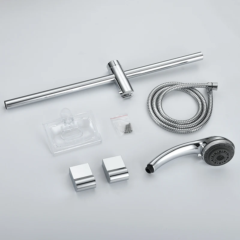 Height Adjustable Shower Bar Adjustable Shower Bracket Adjustable 7 Function Sliding Bar Wall Mount Shower Riser Slide Bar with Hand Held Shower Sliding Set Column