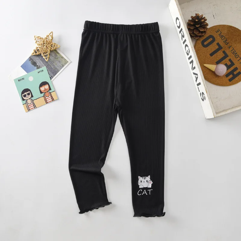 Spring Girls Leggings Cotton Trousers Kids Pants Girls Pants Skinny Print Cartoon Pattern Children Leggings Trousers