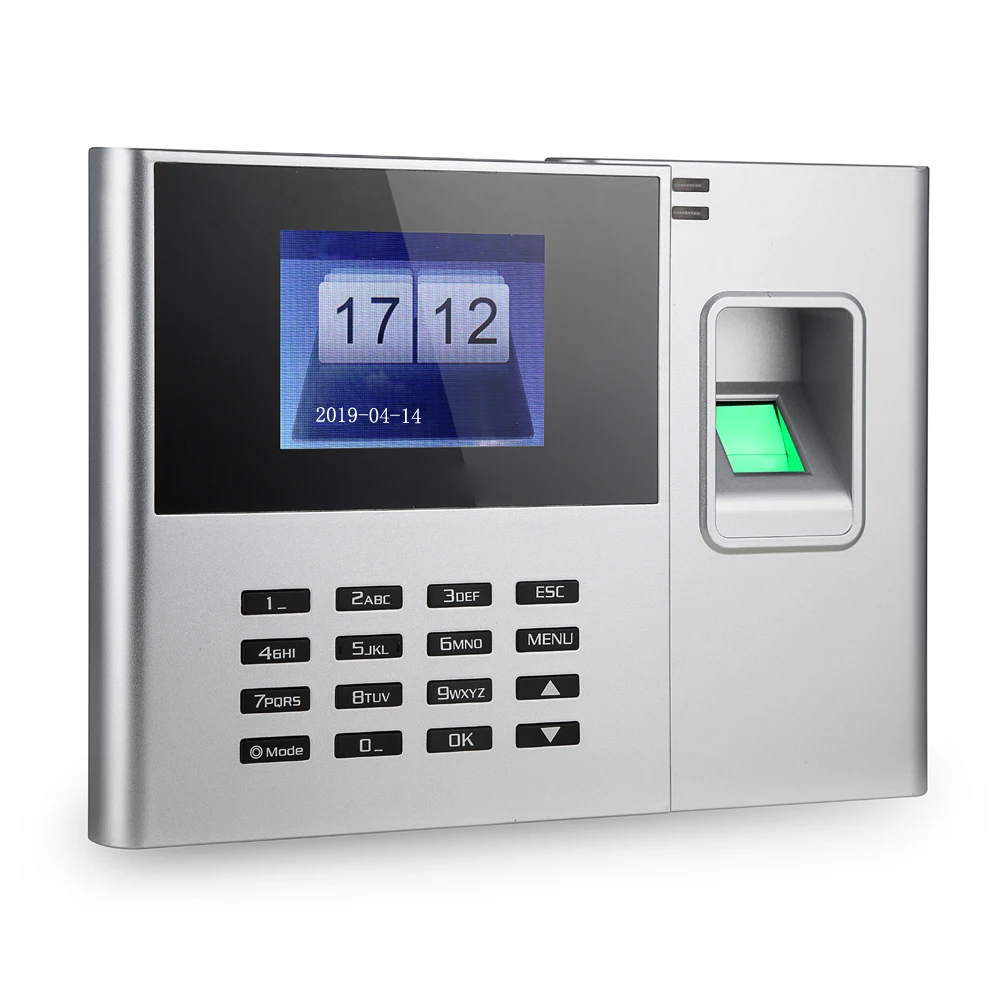 Biometric Fingerprint Password Attendance Machine Employee Checking-in Recorder 2.8 inch LCD Screen DC 5V Time Attendance Clock