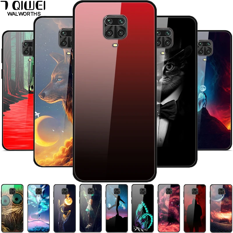 Per Xiaomi Redmi Note 9 Pro Case 9 S Cover Rigida In Vetro Per Xiaomi Redmi Note 9 Custodia Temperata Note 9 S Wolf Luxury Protective