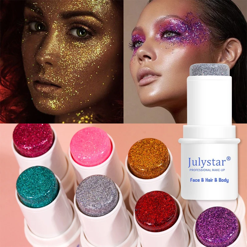 8color Glitter Sequin Stick Multifunctional Face Lip Hair Body Sequins Flash Eyeshadow Festival Stage Makeup Decoration holographic glitter makeup,glitter gel makeup,glitter makeup
