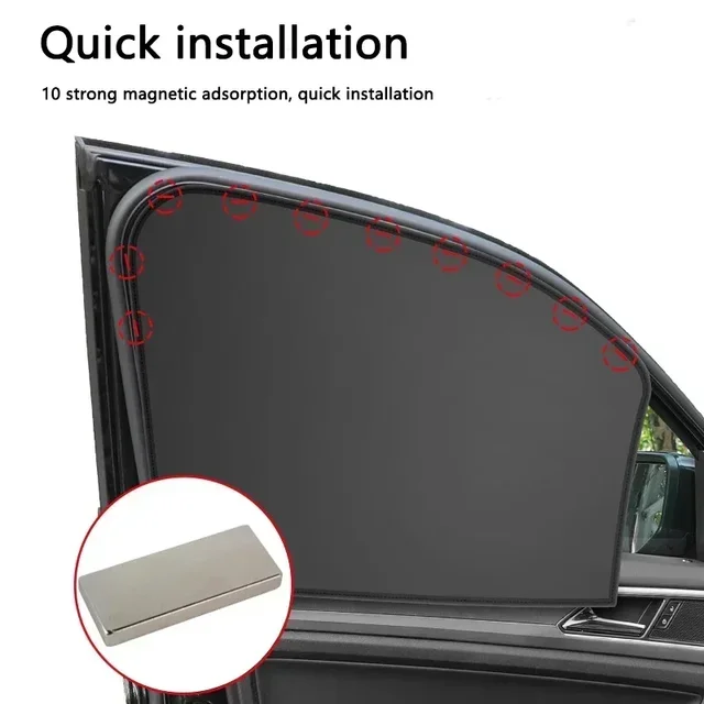 Magnetic Car Window Sunshade Cover Summer UV Protection Car Side Front Rear Window Mesh Curtain Protector Cover Auto Accessories 5