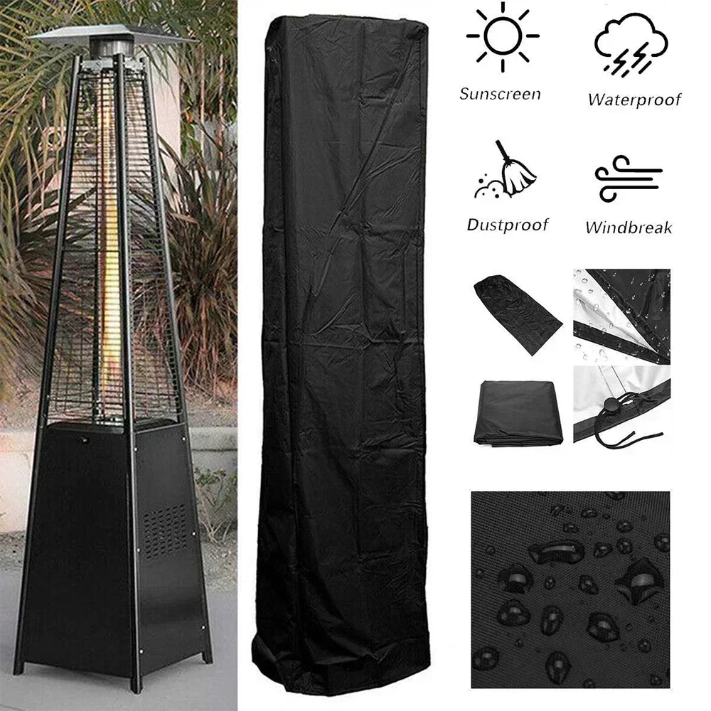 Patio Heater Cover Heavy Duty Waterproof Square Glass Tube Heater Cover Outdoor Dustproof with Zipper for Garden