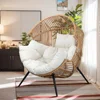 Wicker Egg Chair PE Rattan Chair with Cushion,Oversized Patio Lounge Chair for Outdoor, Indoor, Balcony, Backyard, Garden, Beige 1
